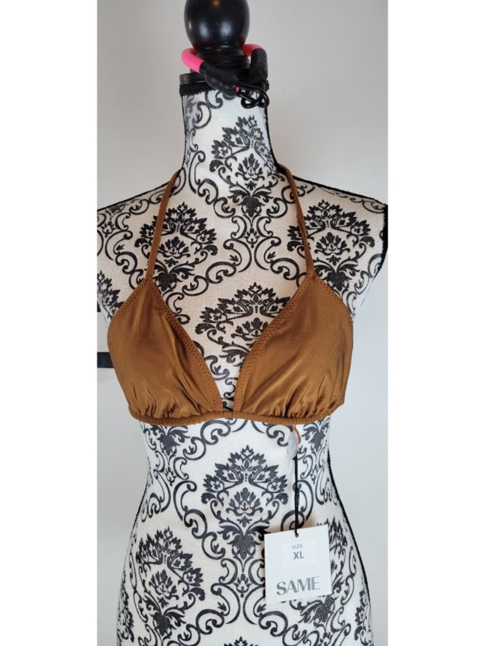 SAME Los Angeles Triangle Bikini Top XL Bronze String Minimal NWT Womens
